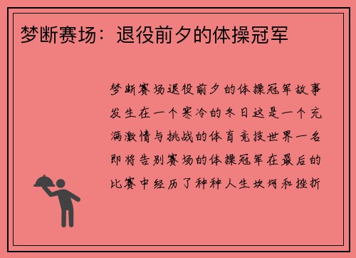 梦断赛场：退役前夕的体操冠军